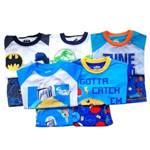 Batman Pokémon Star Wars Boys XS (4/5) 5 Pairs Short-Sleeve & Shorts Pajama Sets